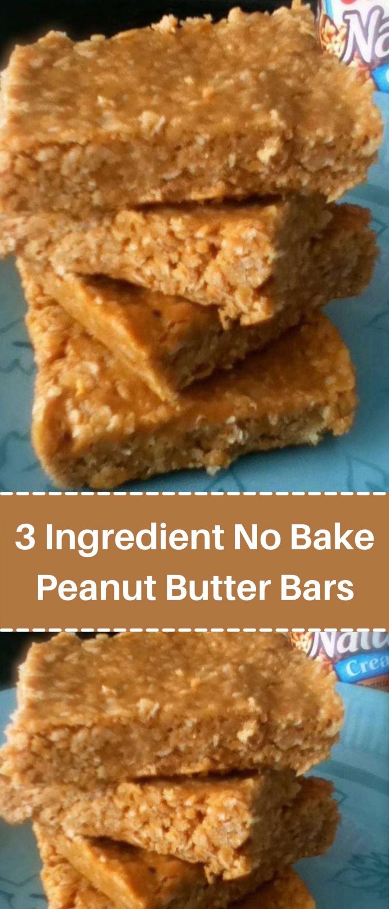 3 Ingredient No Bake Peanut Butter Bars