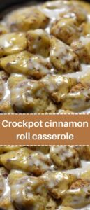Crockpot cinnamon roll casserole