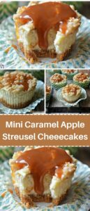 Mini Caramel Apple Streusel Cheeecakes