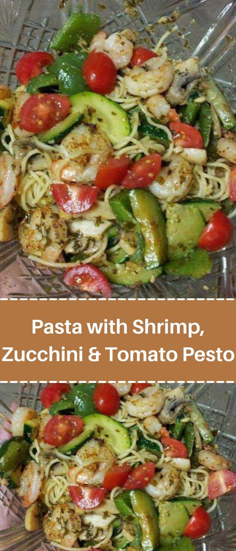 Pasta with Shrimp, Zucchini & Tomato Pesto