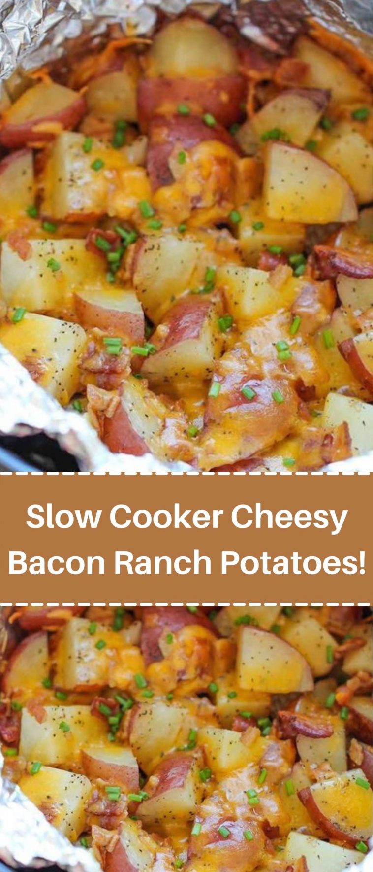 Slow Cooker Cheesy Bacon Ranch Potatoes!