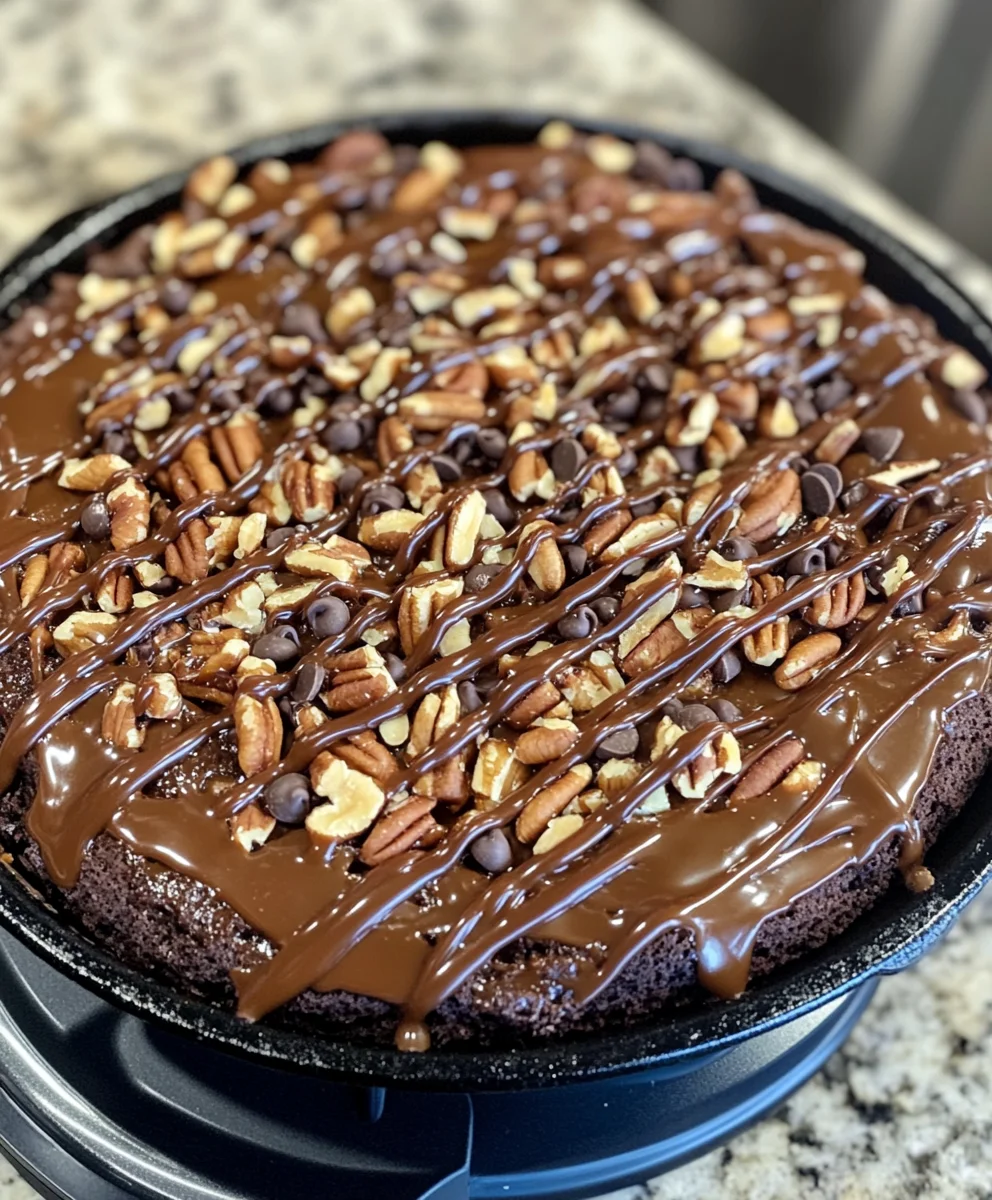 TURTLE FUDGE SKILLET CAKE