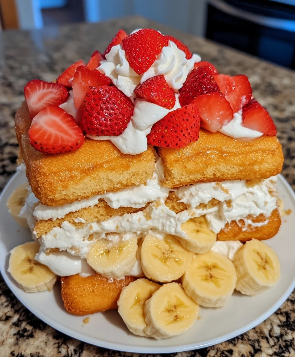 No Bake Strawberry Banana Pudding Twinkies Cake