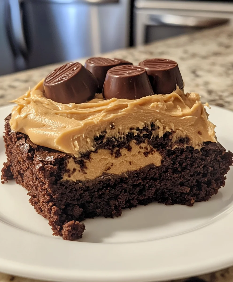 Reese’s Stuffed Brownie and Peanut Butter Frosting