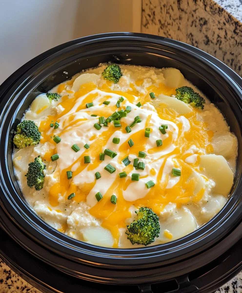 Crockpot Potato Broccoli Cheddar Soup
