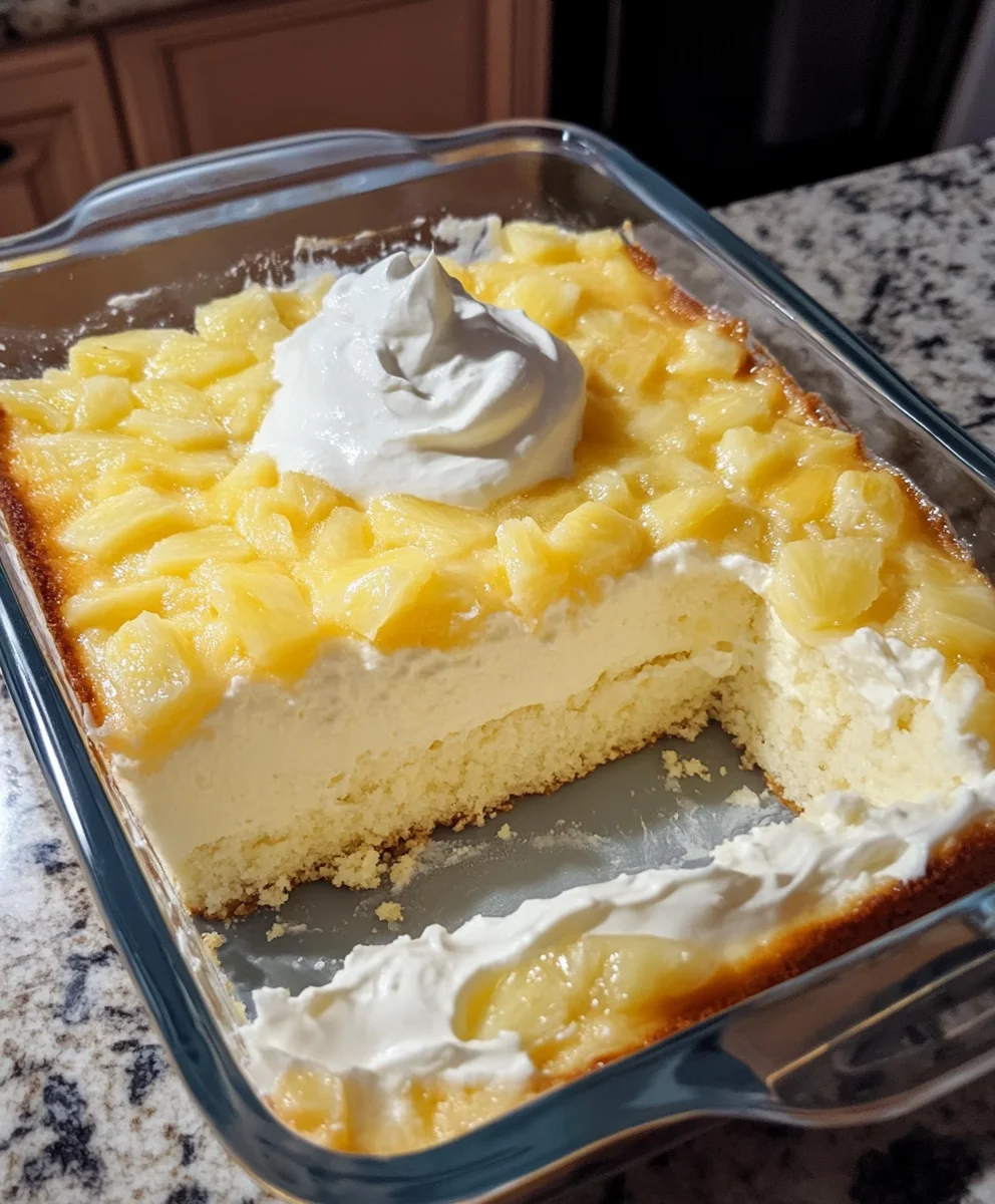 Pineapple Sour Cream Pudding Cake