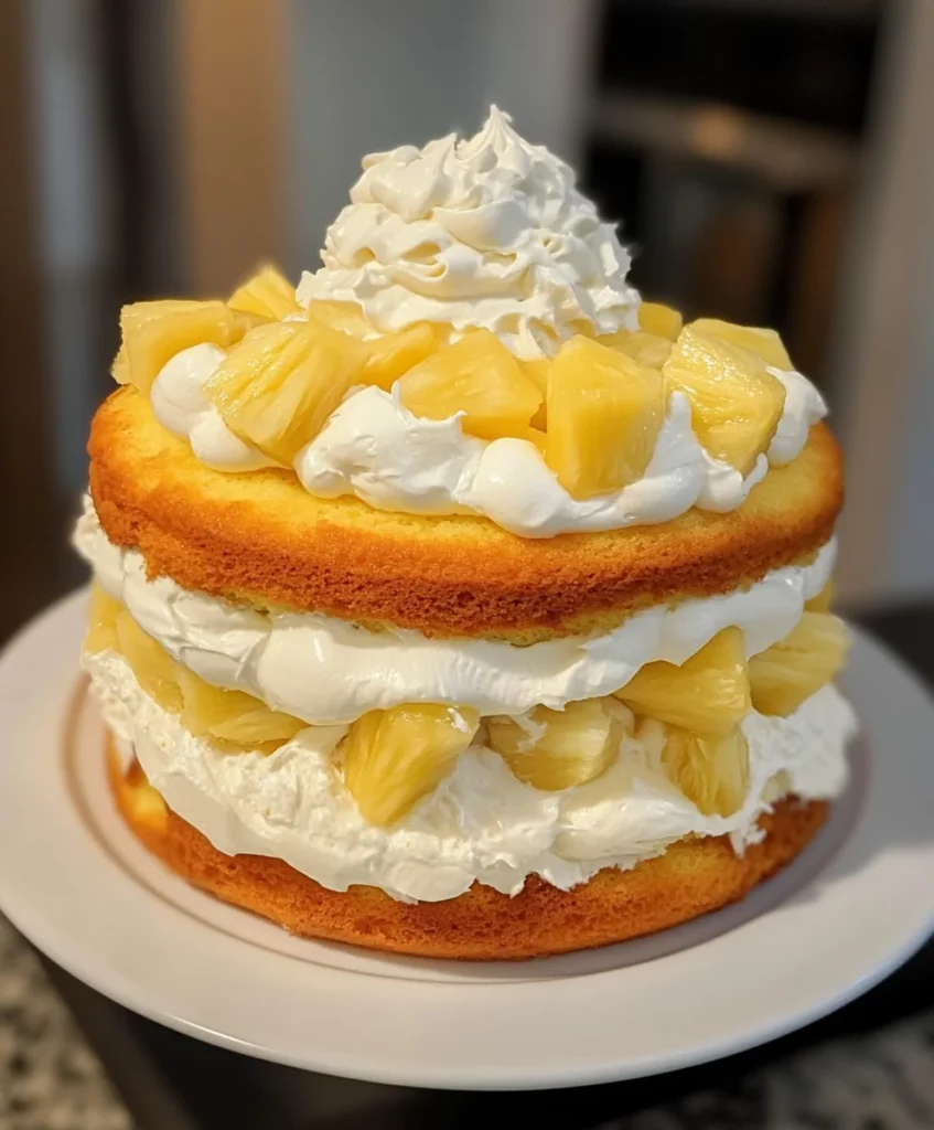 Hawaiian Wedding Cake with Whipped Cream-Cream Cheese Frosting
