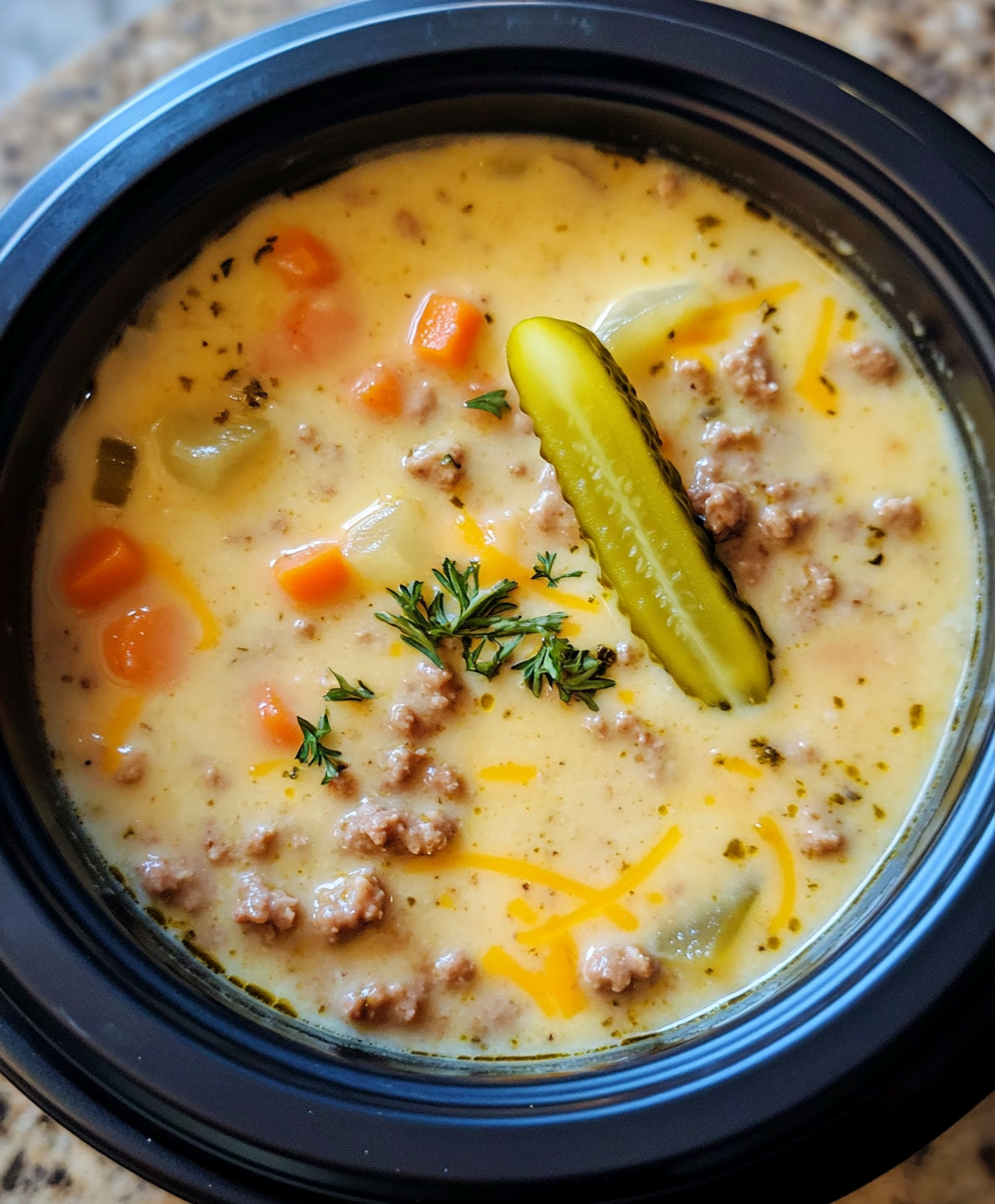 Extra Creamy Slow Cooker Cheeseburger Soup