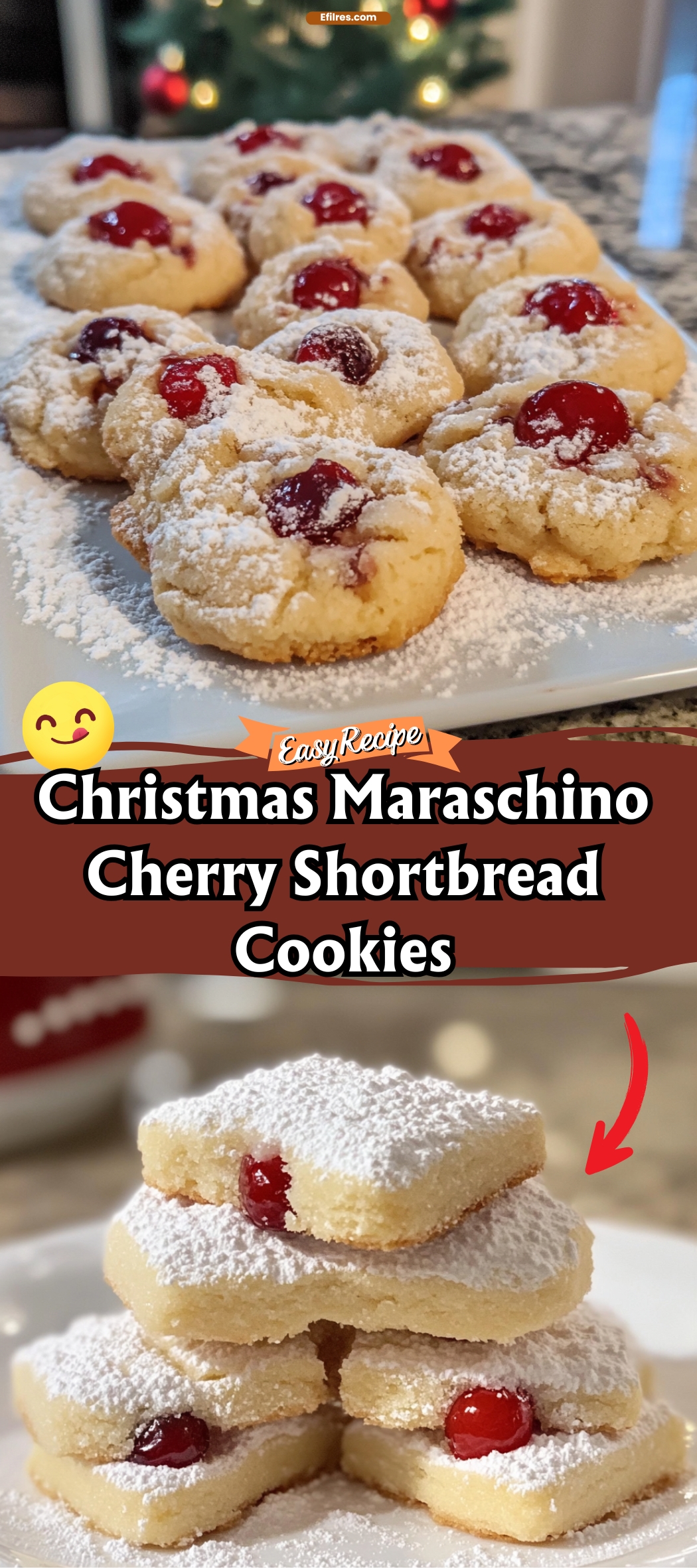 Christmas Maraschino Cherry Shortbread Cookies