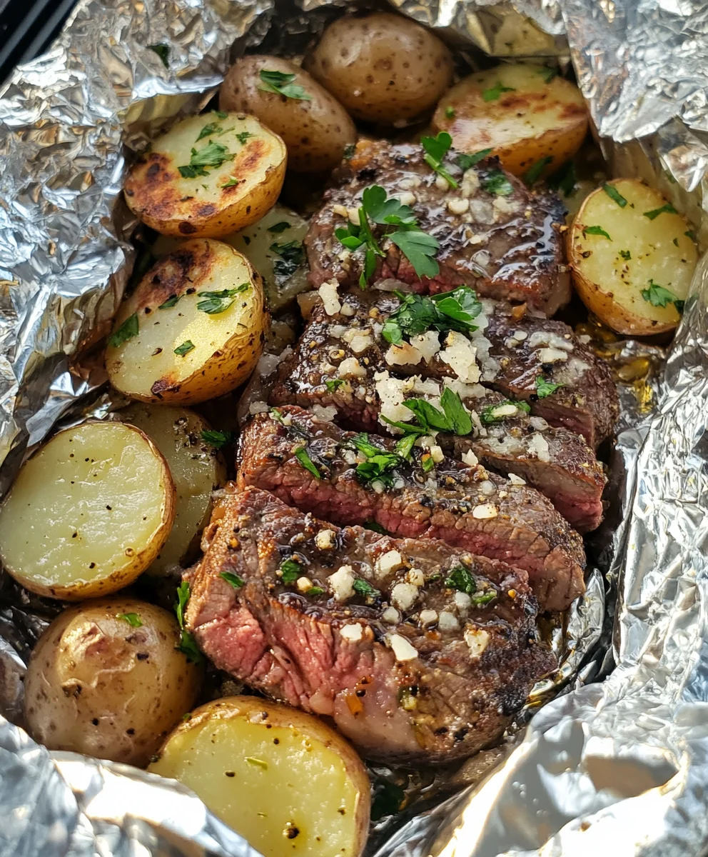 Garlic Steak & Potato Foil Packets