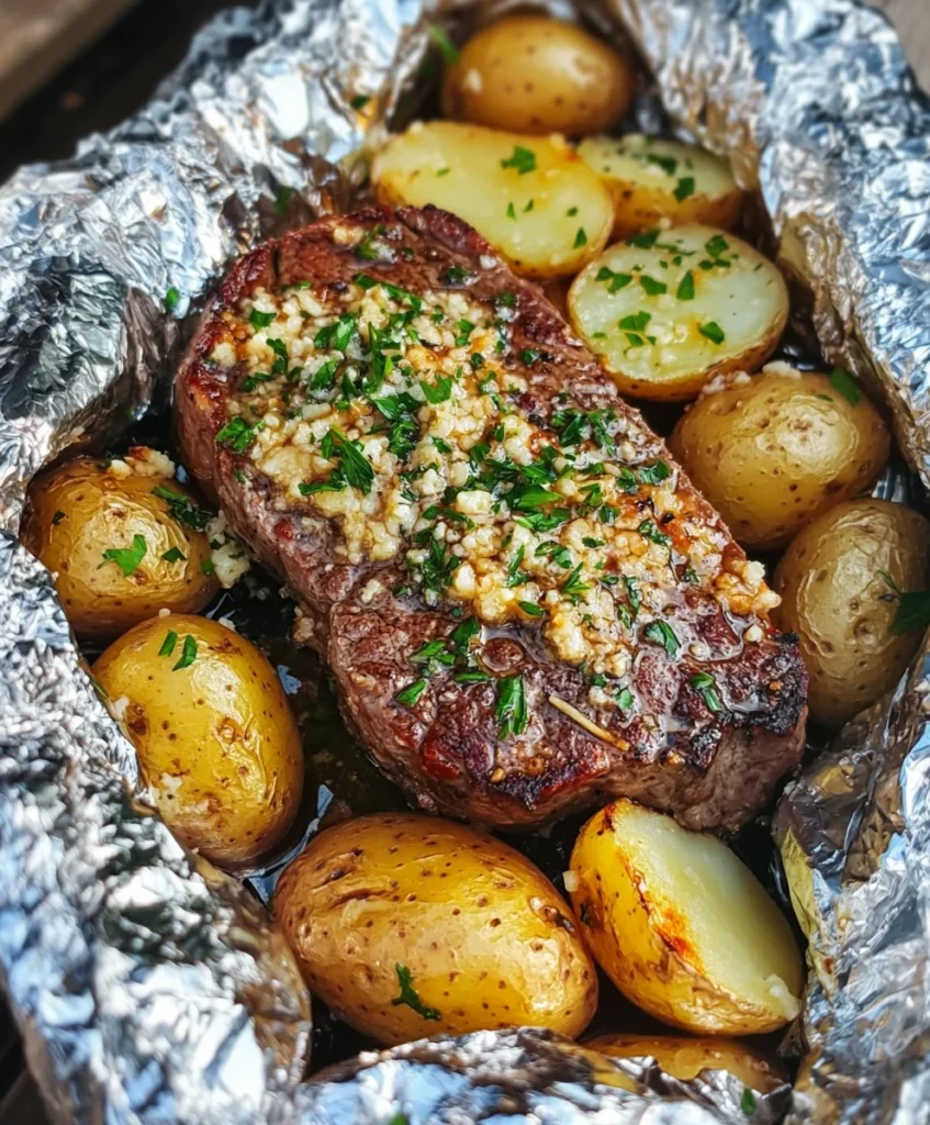 Garlic Steak & Potato Foil Packets