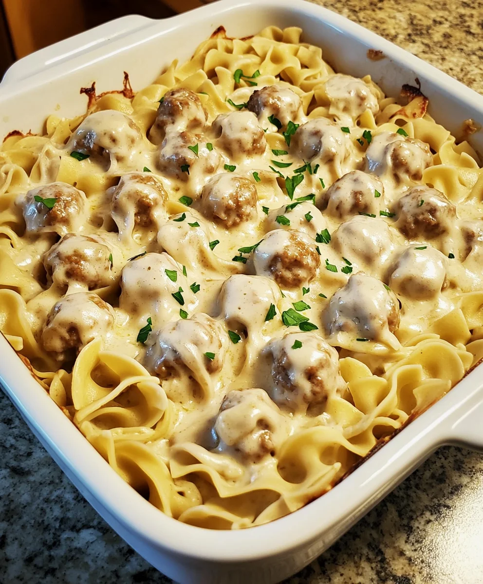 Swedish Meatball Noodle Bake