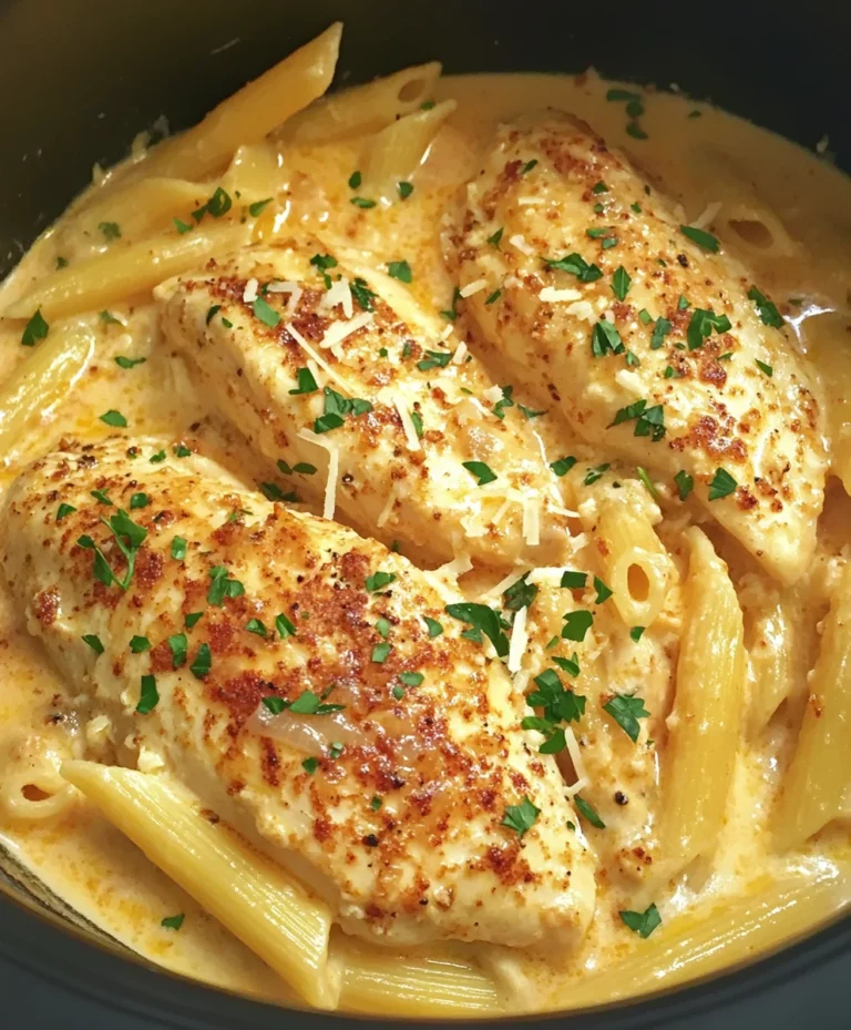 Crockpot Garlic Parmesan Chicken Pasta