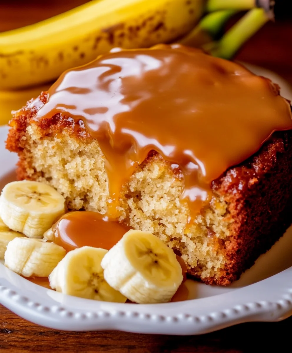 Moist Banana Cake with Caramel