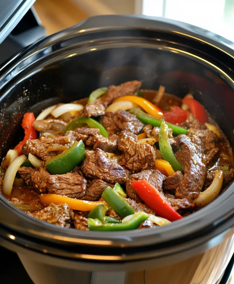 Easy Crockpot Pepper Steak and Rice Recipe