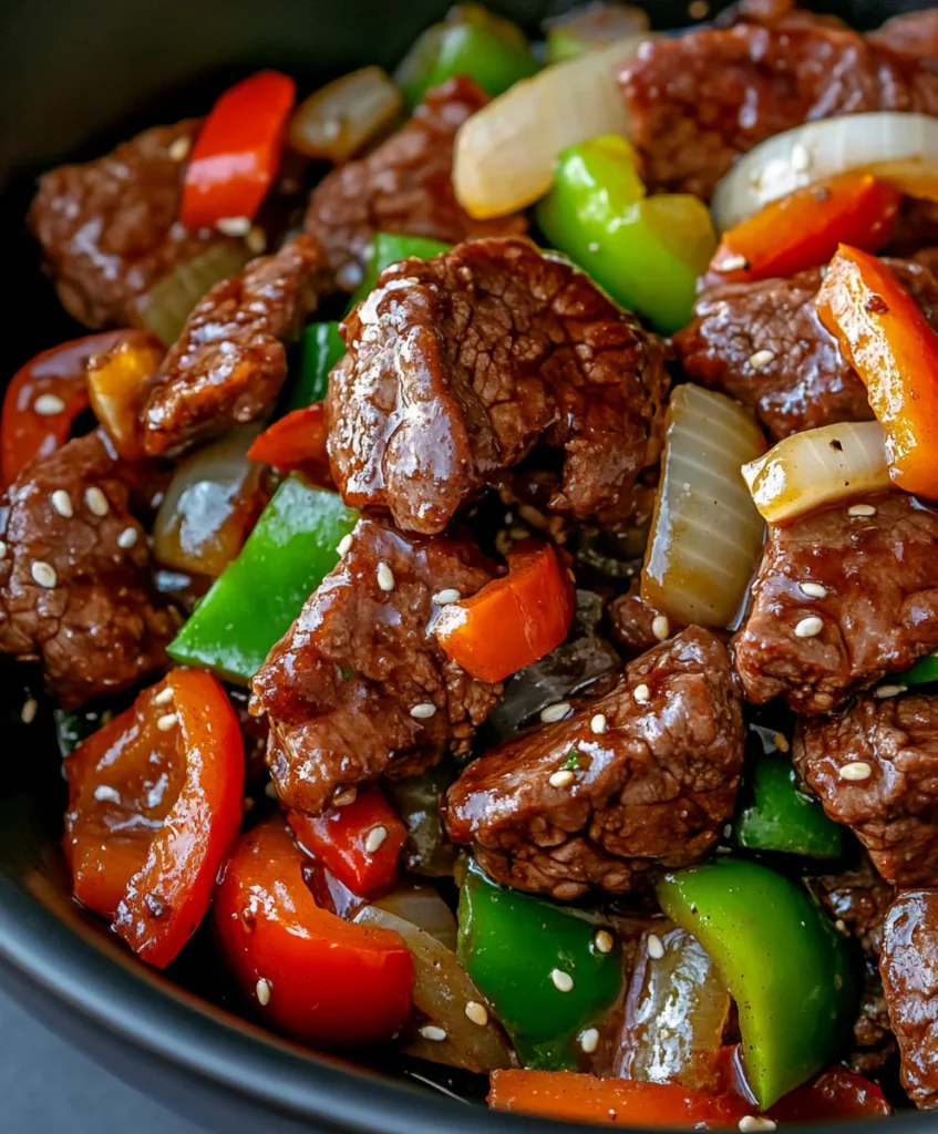 Easy Crockpot Pepper Steak and Rice Recipe