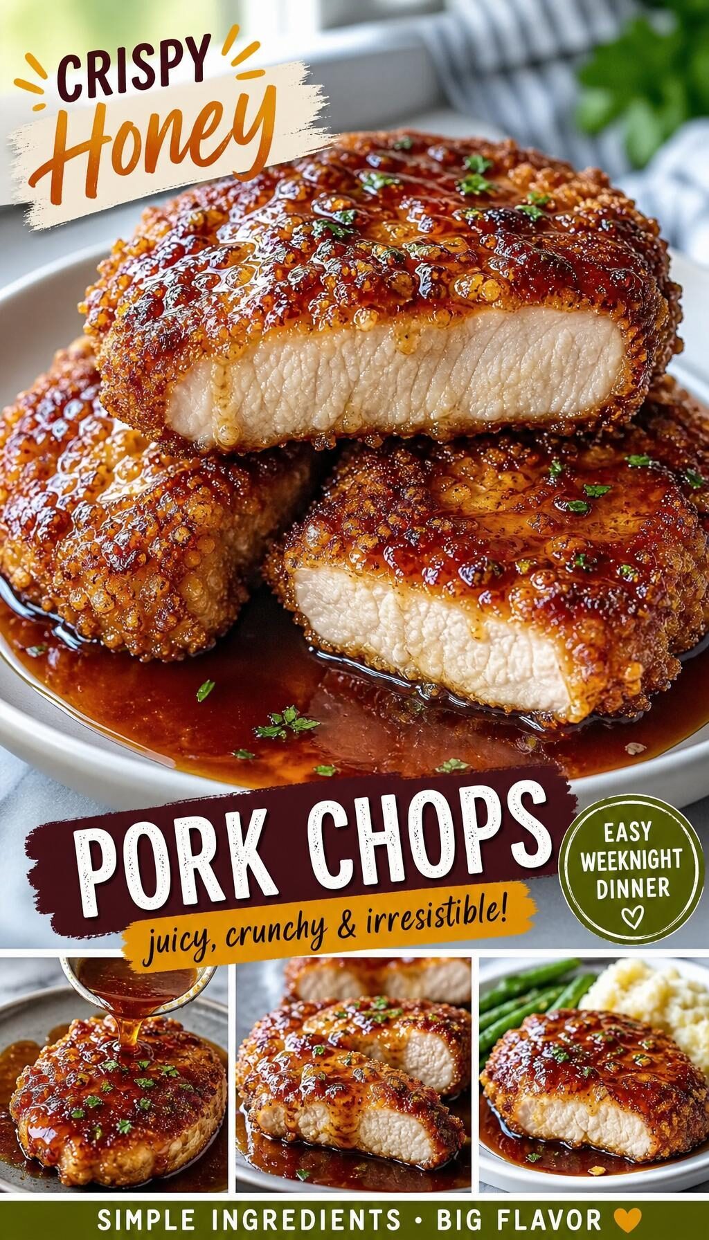 Crunchy honey garlic pork chops: And you can use chicken